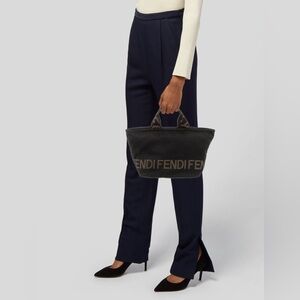 Fendi Vintage Zucca Top Handle Mini Bag Black Nylon FF Logo Y2K Italy